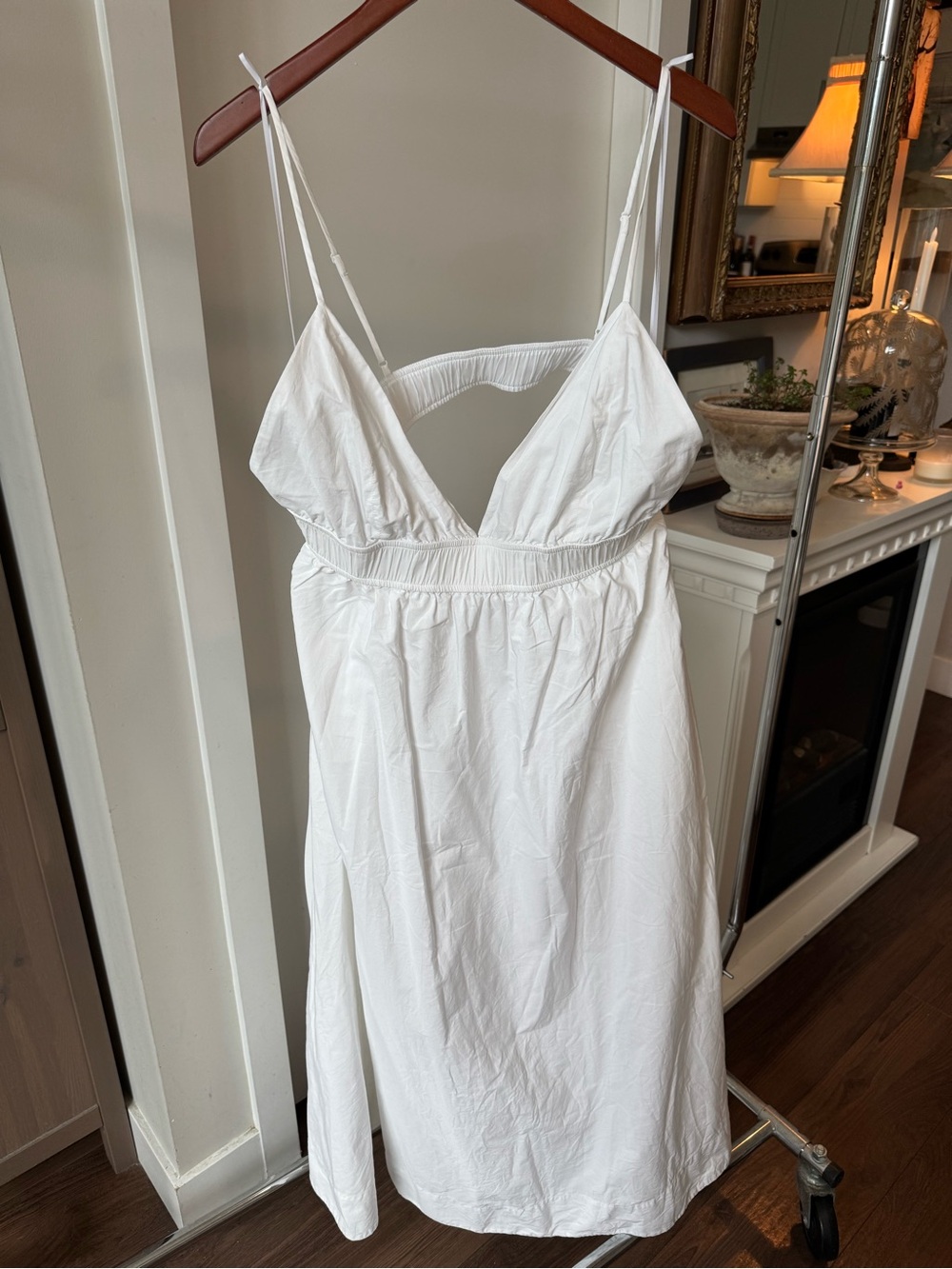 Babaton White Cotton Midi Slip Dress